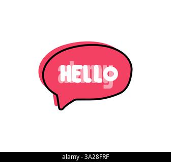 Hello. Badge, icon, logo vector design illustration on white background Stock Vector