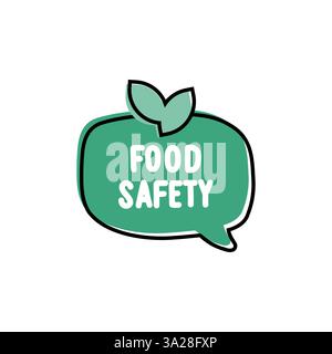 Food Safety. Badge, icon, logo vector design illustration on white background. Can be used for eco, organic, bio theme Stock Vector