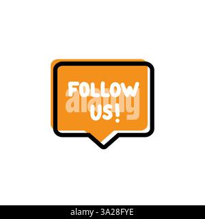 Follow Us!. Badge, icon, logo vector design illustration on white background Stock Vector