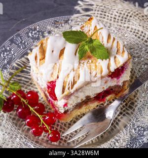 Cheesecake with meran and redcurrants Stock Photo