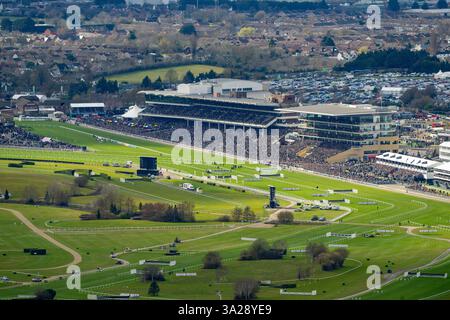 A general view from Cleeve Hill during the JCB Triumph Hurdle on day ...