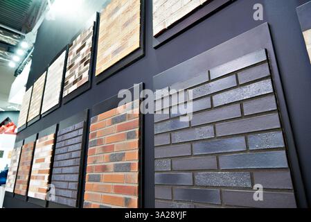 Samples of brick decorative wall panel on store exhibition Stock Photo