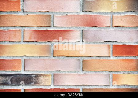 Colored red orange brick wall background Stock Photo