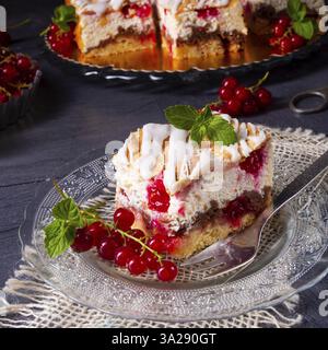 Cheesecake with meran and redcurrants Stock Photo