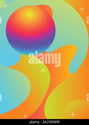 Neon Trippy Gradient Background for Festival Flyers template. 3d gradient acid style vibrant color vctor illustration. Stock Vector