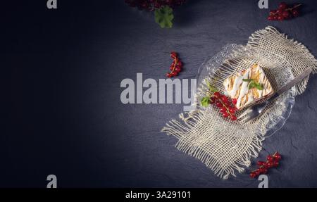 Cheesecake with meran and redcurrants Stock Photo