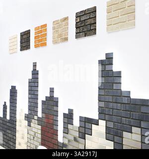 Samples of brick decorative wall panel on store exhibition Stock Photo