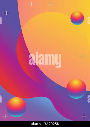 Acid Vibrant Lines for Rave Party Flyer Design template. 3d gradient acid style vibrant color vctor illustration. Stock Vector