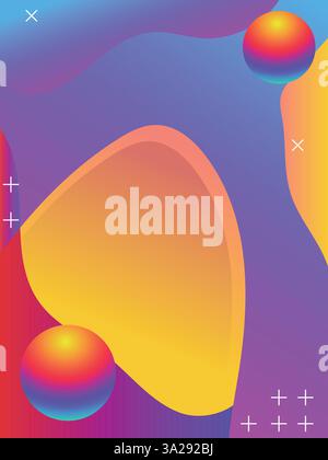 Abstract Gradient Lines with Liquid Effect for DJ Flyers template. 3d gradient acid style vibrant color vctor illustration. Stock Vector