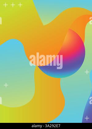 Electric Rainbow Gradient Template for Club Night Flyers template. 3d gradient acid style vibrant color vctor illustration. Stock Vector