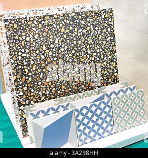 Porcelain stoneware tiles in a store Stock Photo