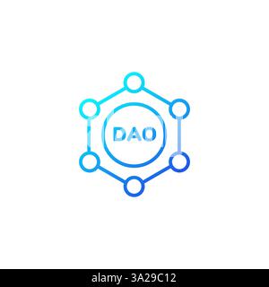 Simple and clear dao icon with geometric outline and modern gradient color scheme Stock Vector