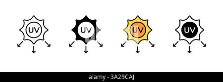 Uv protection icons showing sun and arrows indicating ultraviolet radiation awareness Stock Vector