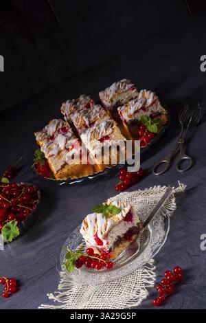 Cheesecake with meran and redcurrants Stock Photo