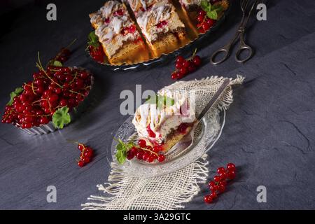 Cheesecake with meran and redcurrants Stock Photo