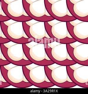 Mangosteen slices seamless botanical pattern vector illustration Stock Vector