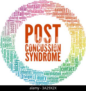 Post-Concussion Syndrome vector illustration word cloud isolated on a white background. Stock Vector