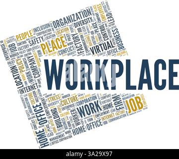 Workplace vector illustration word cloud isolated on a white background. Stock Vector