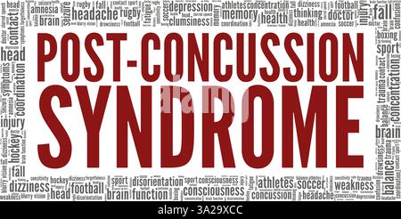 Post-Concussion Syndrome vector illustration word cloud isolated on a white background. Stock Vector