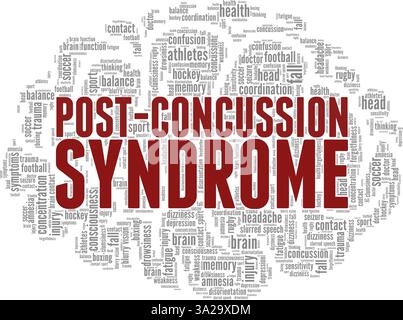 Post-Concussion Syndrome vector illustration word cloud isolated on a white background. Stock Vector