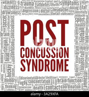 Post-Concussion Syndrome vector illustration word cloud isolated on a white background. Stock Vector
