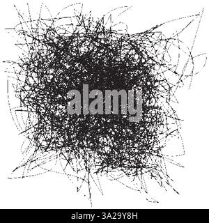 Abstract Dynamic Rough Hatching Grunge Drawing Texture, Intersecting Ink Shabby Grid with Lines, Noise and Strokes Mesh of Straight Parallel Lines, Stock Vector