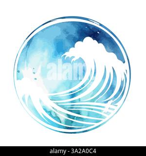 Logo sea abstraction. Hello summer . Not AI, Vector illustration Stock Vector