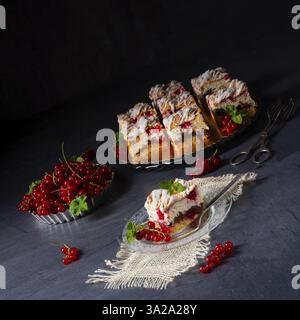 Cheesecake with meran and redcurrants Stock Photo