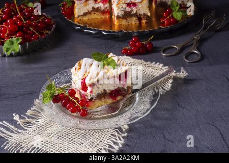 Cheesecake with meran and redcurrants Stock Photo