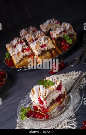 Cheesecake with meran and redcurrants Stock Photo