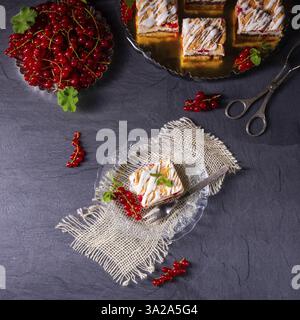 Cheesecake with meran and redcurrants Stock Photo