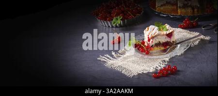 Cheesecake with meran and redcurrants Stock Photo