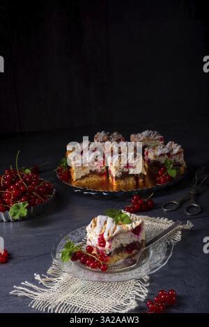Cheesecake with meran and redcurrants Stock Photo