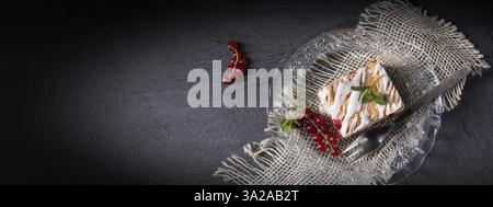 Cheesecake with meran and redcurrants Stock Photo