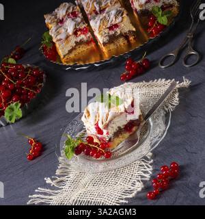 Cheesecake with meran and redcurrants Stock Photo