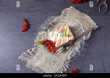 Cheesecake with meran and redcurrants Stock Photo