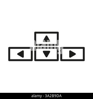 Control button icons. Directional arrow keys. Black minimal vector. Simple digital interface. Stock Vector