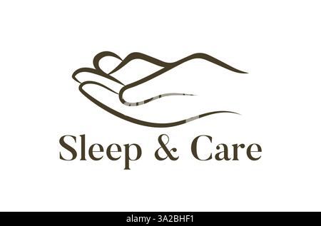 Human Body Sleep In Hand Care Logo Design, Comfort Zone Logo, Relax Body Logo, Wellness Spa Aesthetic Feel, Refresh Body And Soul Logo, Vector Icon Stock Vector