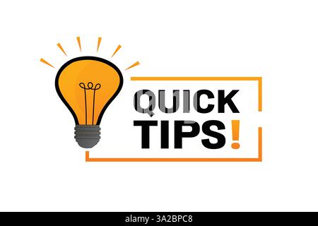 Quick tips advice with lightbulb Stock Vector