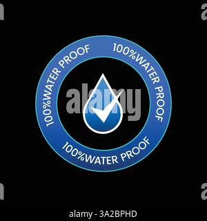 Waterproof icon. Water resistant icons for package. Water drop protection concept Stock Vector