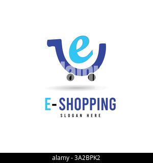 e shopping bag logo design Template Stock Vector