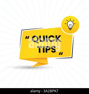 Quick tips with a lightbulb. Vector illustration Stock Vector