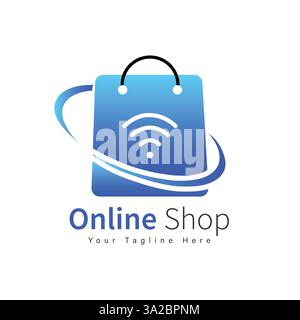 Gradient online shop logo design Stock Vector