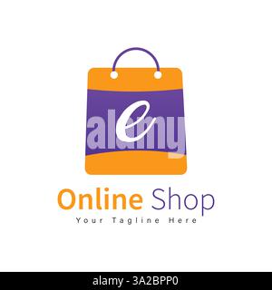 e shopping bag logo design Template Stock Vector