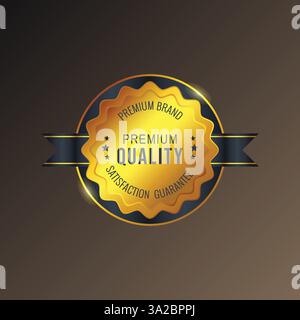 Vector premium quality golden stickers design Stock Vector