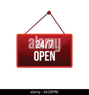 vector 24 and 7 open service design Stock Vector