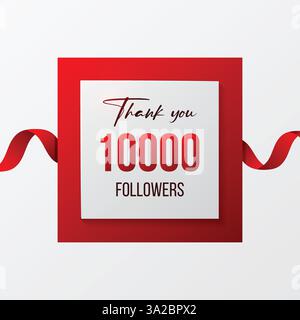 vector 10000 followers social media celebration red design Stock Vector