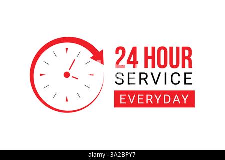 vector Everyday 24 hour emergency service label Stock Vector