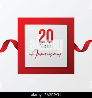 vector 20th anniversary red and white banner design Stock Vector