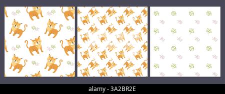 Cute forest animals patterns with fox and nature elements for design. Stock Vector